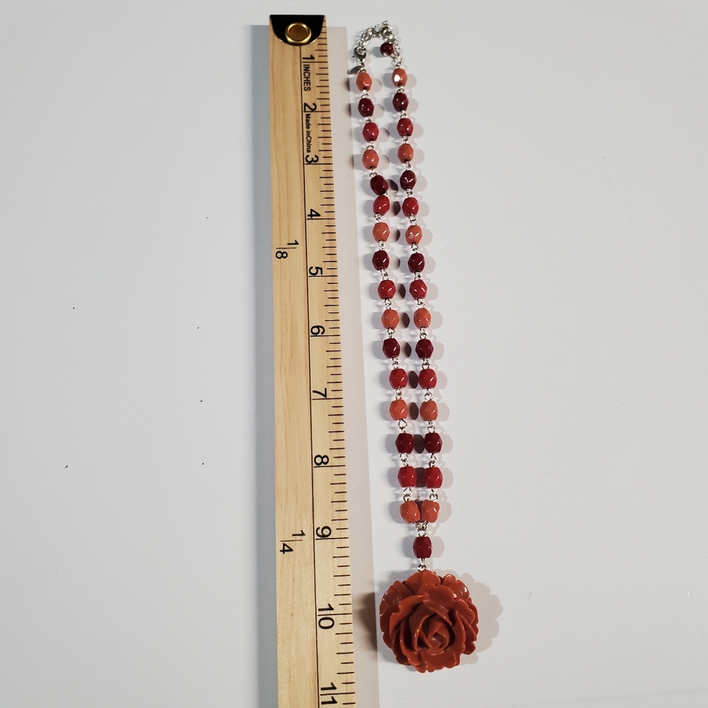 Avon Red and Orange Rose Necklace - Picture 4 of 6